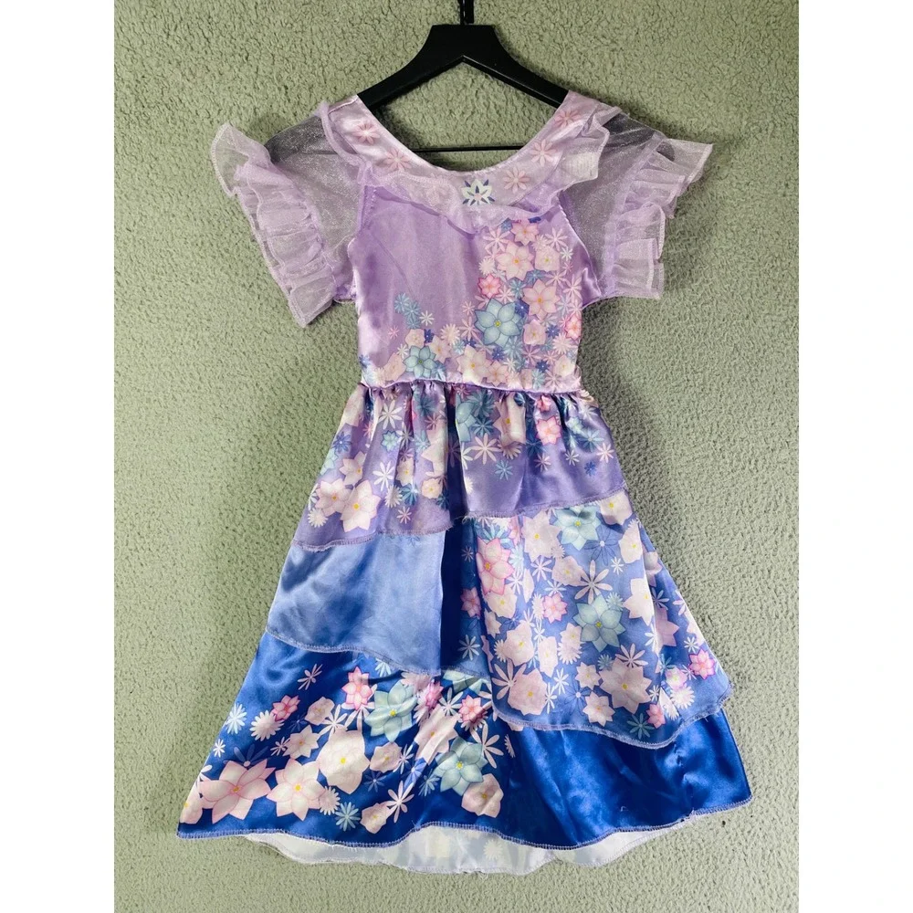 Disney‎ Encanto Costume Dress Floral Print Purple Blue Girl's Size 4-6X
